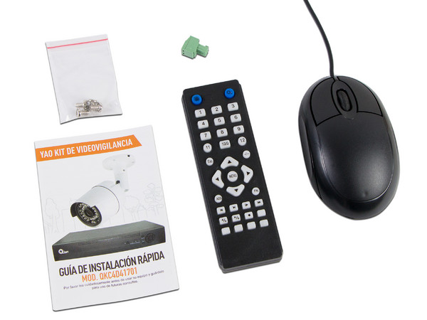 Kit de seguridad Qian Yao de 4 Cámaras tipo bala de 1MP (720p) y 1 DVR de 4 canales.