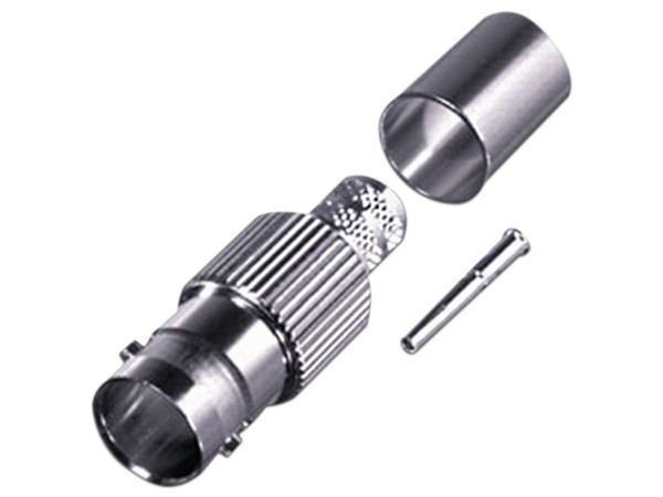 Conector BNC RF Industries RFB-1724 Hembra, 75 Ohm, Anillo Plegable, para RG-59/U.