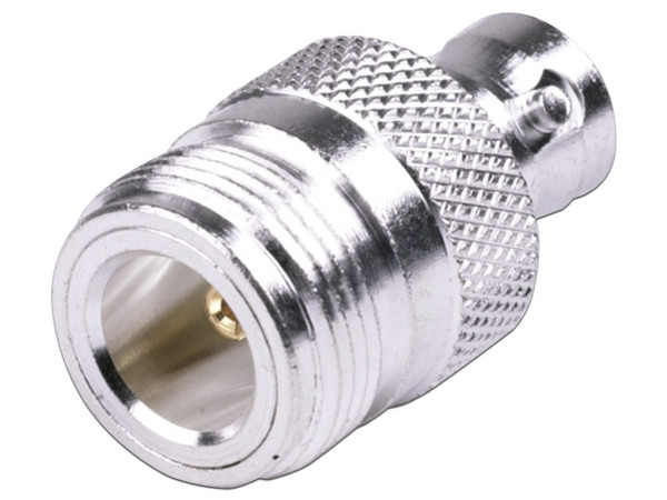 Adaptador en Línea RF INDUSTRIES RFN-1039-1, Conector N Hembra a BNC Hembra, Plata, Oro, Teflón.