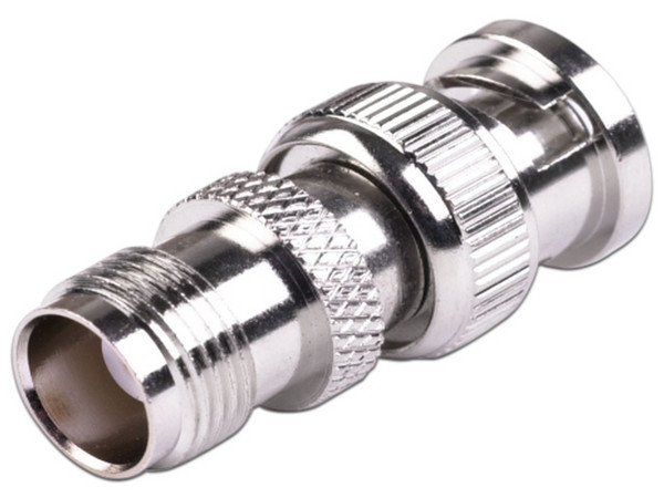 Adaptador en Línea RF Industries RFT-1230 de Conector TNC Hembra a BNC Macho, Color Plateado.