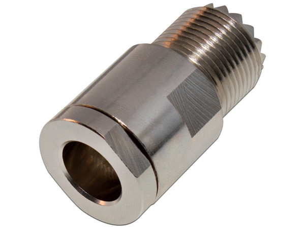 Conector UHF hembra (SO-239) de rosca para cable RG-58/U, RG-142/U.