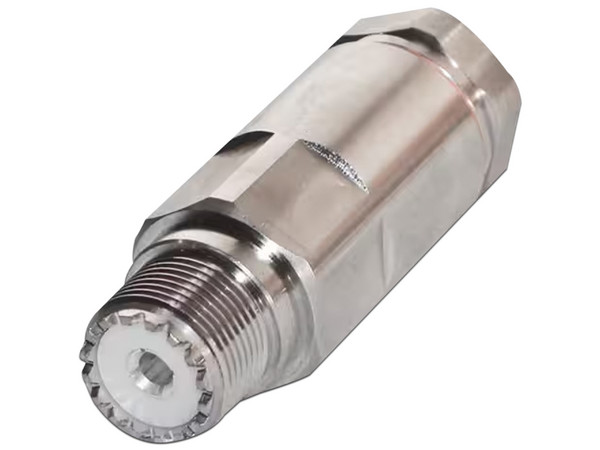 Conector UHF Hembra SO-239 de Rosca para cable LDF4-50A, Bronce Blanco, Plateado, Teflón.