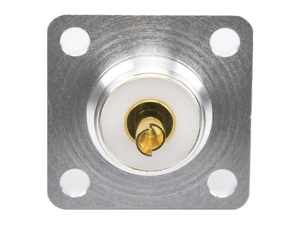 Conector UHF Hembra (SO-239) para Montaje de Chasis con 4 Hoyos a 18 mm, Terminal Soldable.