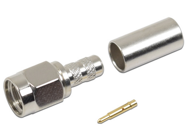 Conector SMA Macho RF INDUSTRIES RSA-3000-C de anillo plegable para Cable RG-58/U, Niquel, Oro, Teflón.