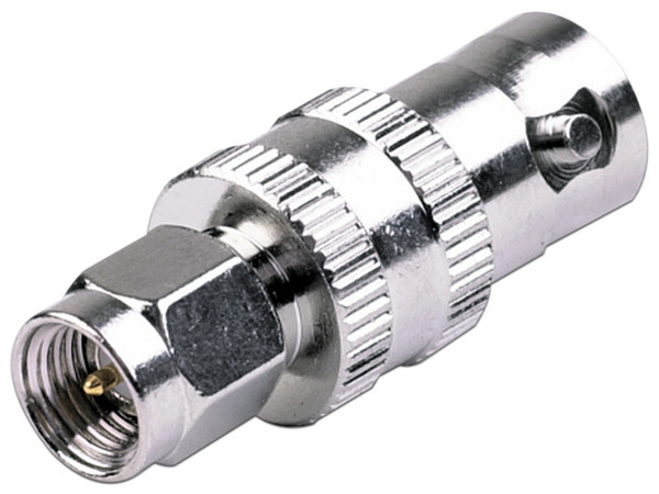 Adaptador en Línea RF INDUSTRIES RSA-3458 de Conector SMA Macho a BNC Hembra, Níquel, Oro, Teflón.