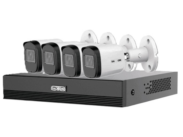 Kit de Videovigilancia SAXXON KIT/XVR1E04-I/4-B20M-, DVR de 4 Canales 1080p, H.265+, 4 Cámaras de Vigilancia Tipo Bala B20M con Lente de 2.8mm.