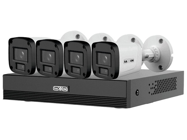 Kit de Videovigilancia SAXXON KIT/XVR1E04-I/4-B20P-, DVR de 5 Canales 1080p, H.265+, 4 Cámaras de Vigilancia Tipo Bala HDCVI de 1080p.