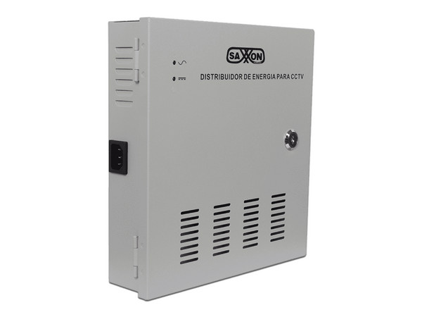 Fuente de Poder Saxxon PSU1220D18 con distribuidor de Energía para 18 Cámaras, Salida 12V, Máxima Corriente 20A.