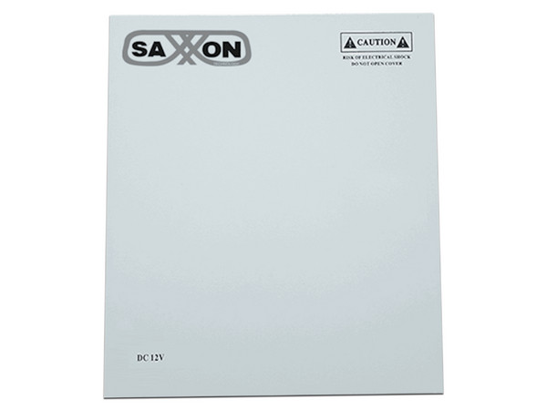 Fuente de Poder Profesional Saxxon SX-10A-9CH-B para 9 cámaras, 12Vcd, 1.1A por canal, Protección contra sobrecargas, Compatible con batería de respaldo (No incluida).