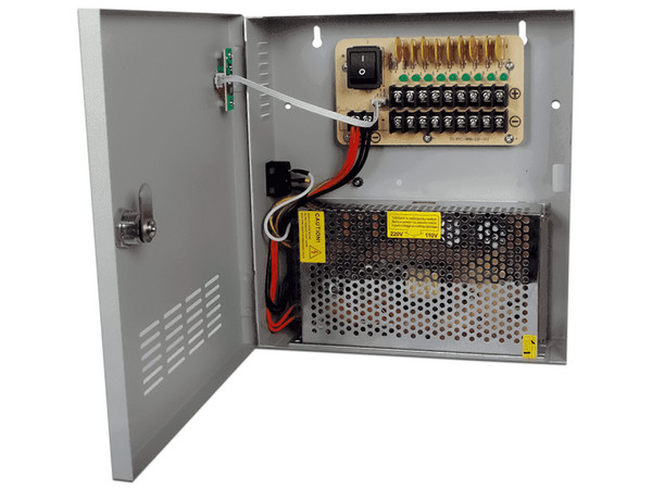 Fuente de Poder SAXXON PSU12V20A9C para 9 cámaras de vigilancia, 12V 2.22A por canal.