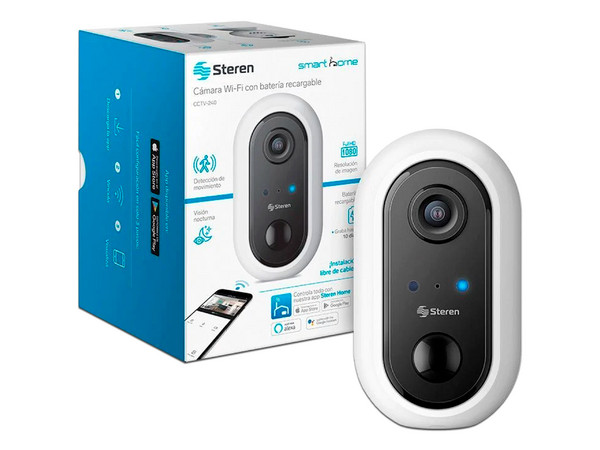 Cámara IP Tipo Mini Bala Steren CCTV-240, 1920 x 1080, Batería Recargable, Wi-Fi, Color Blanco.