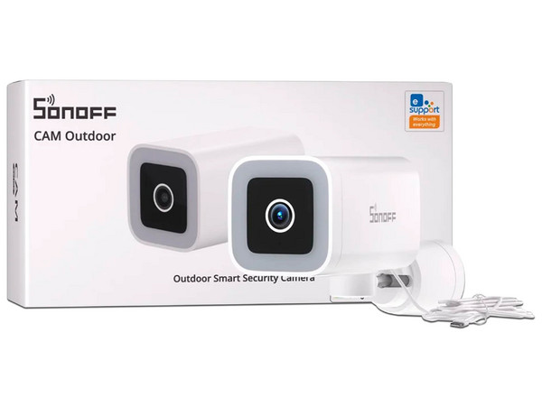 Cámara IP Tipo Bala Sonoff CAM-B1P de 2K HD, Detección de Movimiento, Wi-Fi, Ranura MicroSD (No Incluida), Comunicación de Hasta 15m, Compatible con Alexa y Google Home. Color Blanco.
