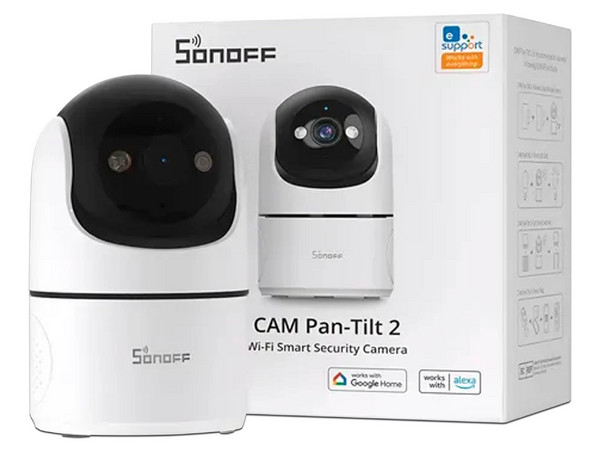 Cámara IP Para Interiores Sonoff CAM-PT2 1080p (1920 x 1080), Detección de Movimiento, Wi-Fi, Ranura MicroSD (No Incluida), Comunicación de Hasta 15m, Compatible con Alexa y Google Home. Color Blanco.