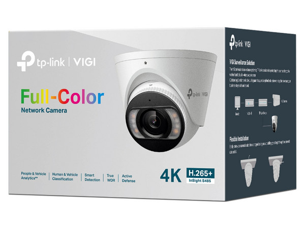 Cámara IP Tipo Torreta TP-Link VIGI InSight S485 de 8MP (3840 x 2160), Lente de 2.8mm, IR de Hasta 85m, Ranura para Tarjetas MicroSD. Color Blanco.