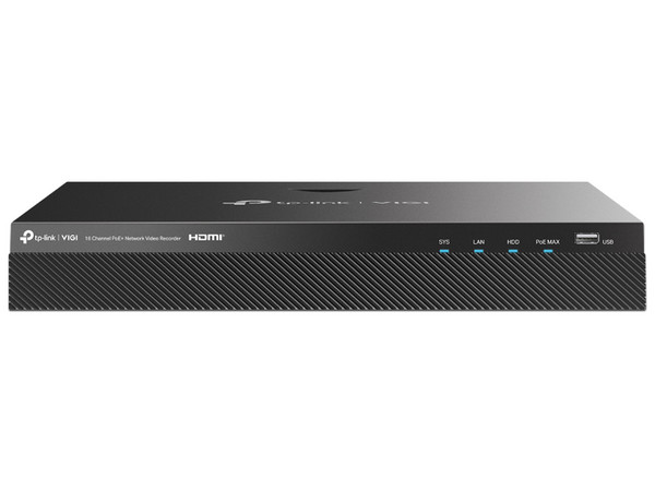 NVR TP-Link NVR2016H-16P, 16 Puertos PoE+ de 10/100 Mbps, Salida de video HDMI (4K), VGA, No Incluye Disco Duro. Color Negro.