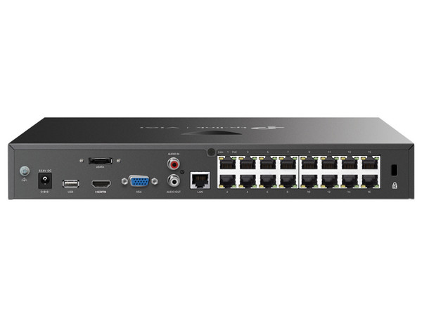 NVR TP-Link NVR2016H-16P, 16 Puertos PoE+ de 10/100 Mbps, Salida de video HDMI (4K), VGA, No Incluye Disco Duro. Color Negro.