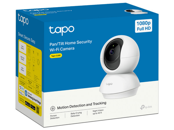Cámara de Seguridad IP TP-Link Tapo C200C, Interior, 1920 x 1080 Pixeles, Zoom Digital 9x, Visión Nocturna hasta 12m, Wi-Fi, Paneo e Inclinación, Detección de Movimiento, Micrófono y Altavoz, Soporta MicroSD, Compatible con Google Assistant y Amazon Alex