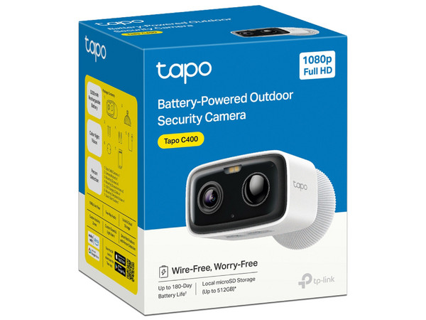 Cámara IP Tipo Bala TP-Link TAPO C400 de 2MP (1920 x 1080), Lente de 3.16mm, IR hasta 10m, H.264, Wi-Fi. Color Blanco.
