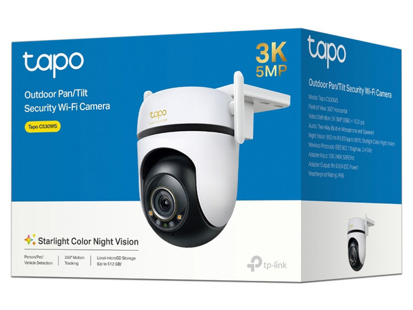 Cámara inteligente de vigilancia de TP-Link Tapo C530WS Wi-Fi, 5MP, 2880 x 1620, IP66.