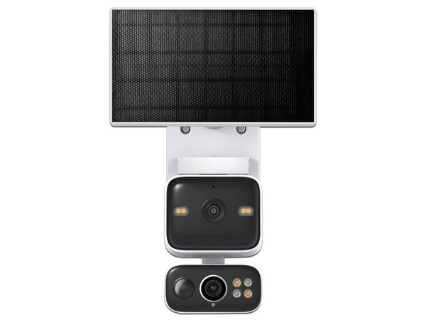 Cámara Inteligente TP-Link TAPO C645D KIT de 3MP 2K, Doble Lente, Panel Solar, Wi-Fi, Soporta Memorias MicroSD. Color Blanco.