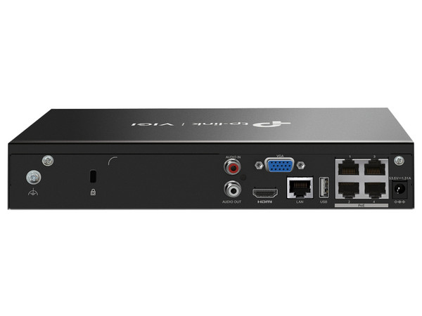 NVR TP-Link VIGI NVR1004H-4P de 4 Canales PoE+, 16MP (3840 x 2160), H.265+, Puerto para Disco Duro de hasta 10TB (No incluido).