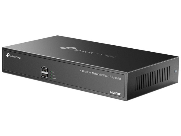NVR TP-Link VIGI NVR1004H de 4 Canales PoE+, 8MP (3840 x 2160), H.265+, Puerto para Disco Duro de hasta 10TB (No incluido). Color Negro.