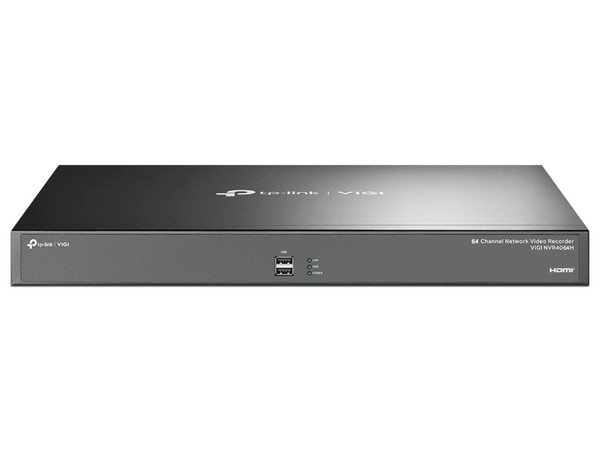 NVR TP-Link VIGI NVR4064H de 2MP, 64 Canales, 2 Puertos RJ-45 10,100,1000 Mbit/s, Salida de video HDMI (4K), No Incluye Disco Duro. Color Negro.