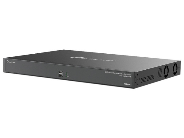 NVR TP-Link VIGI NVR4064H de 2MP, 64 Canales, 2 Puertos RJ-45 10,100,1000 Mbit/s, Salida de video HDMI (4K), No Incluye Disco Duro. Color Negro.