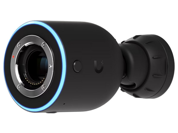 Cámara Ubiquiti UVC-AI-DSLR 8 MP 4K IP bullet para exterior, lente fijo 17mm, micrófono y bocina integrados, detección avanzada.