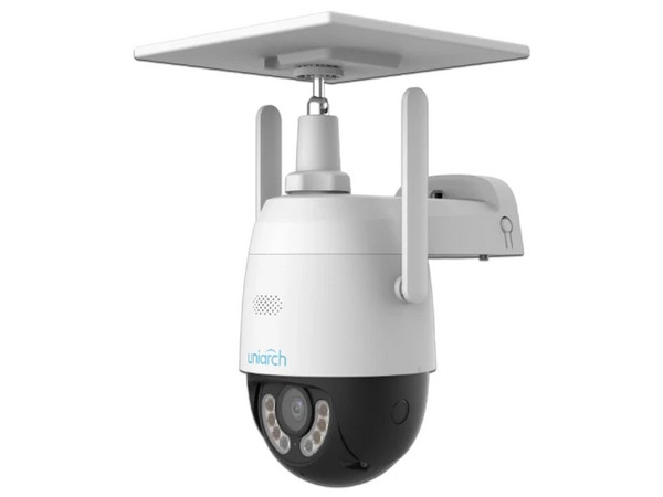 Cámara de Vigilancia Uniarch Uho-P2G-M3F4D-LA de 3MP, IR hasta 30m, Ranura MicroSD, Solar, IP66. Color Blanco.