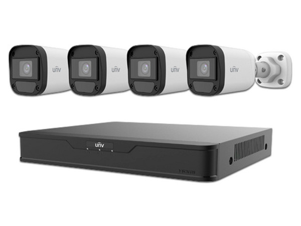 Kit de Videovigilancia Uniarch XVR301-04F/4*UAC-B112-F28, Incluye 1 XVR de 4 Canales, Soporta hasta 6TB (No Incluidos) y 4 Cámaras IP Tipo Bala de 2MP.