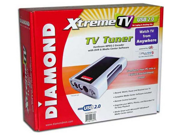 Dispositivo Diamond Xtreme TV USB 2.0, Captura de Video y Sintonizador de TV con Control Remoto.