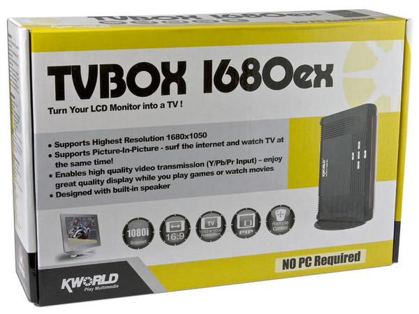 Sintonizador de TV Externo KWORLD TVBOX 1680ex para ver TV en Monitor sin necesidad de una PC