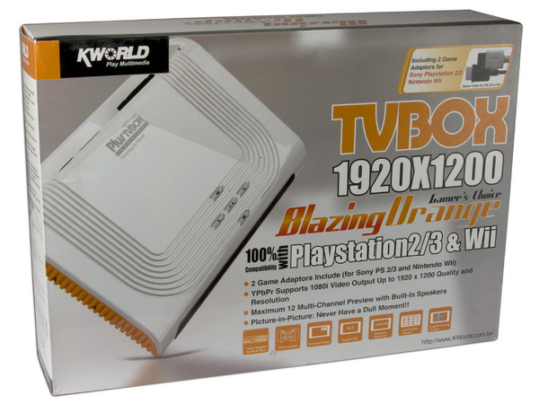 TVBOX Blazing Orange KWorld Conecta tu consola de Video juegos a tu Monitor sin necesidad de una PC incluye adaptadores para Play Station 2/3 y Nintendo Wii. Soporta 480i/480p/720p y 1080i