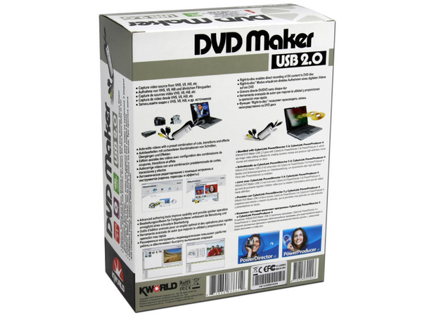 Capturadora de Video Kworld DVD Maker USB 2.0, Captura, Edita y Graba. Haz tu propio DVD con tres simples pasos.