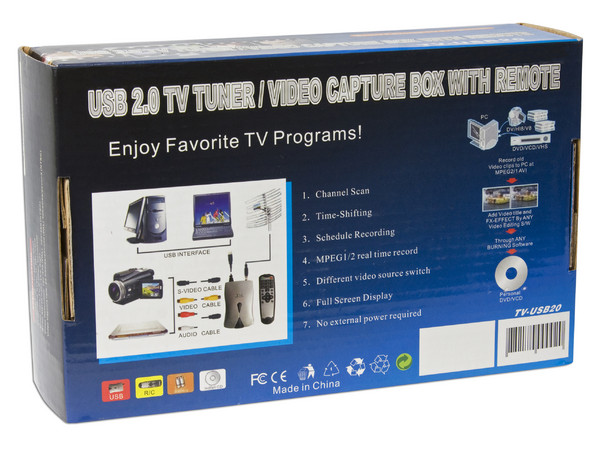 Sintonizador y Grabador de TV Externo TVBox con Control Remoto. USB 2.0