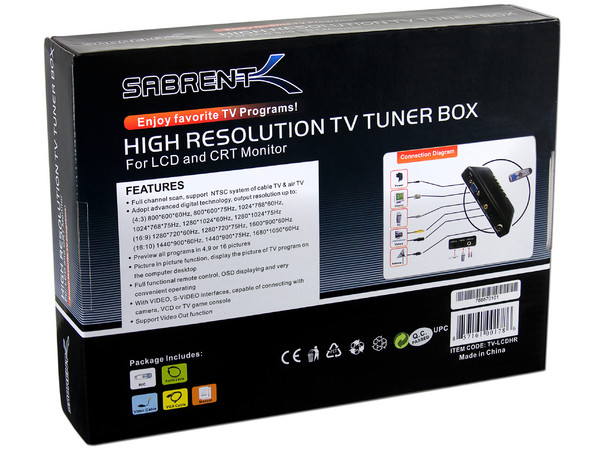 Sintonizador de Televisión Sabrent Tuner Box  y Control Remoto. Externo