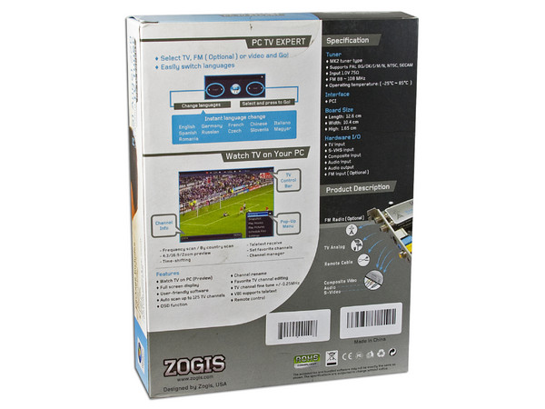 Tarjeta ZOGIS Real Angel 220 PCI, Captura de Video, Sintonizador de TV y de Radio FM con Control Remoto.