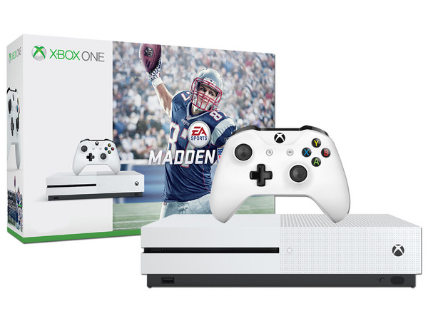 Consola Xbox One S de 1 TB con juego Madden NFL 17. Color Blanco