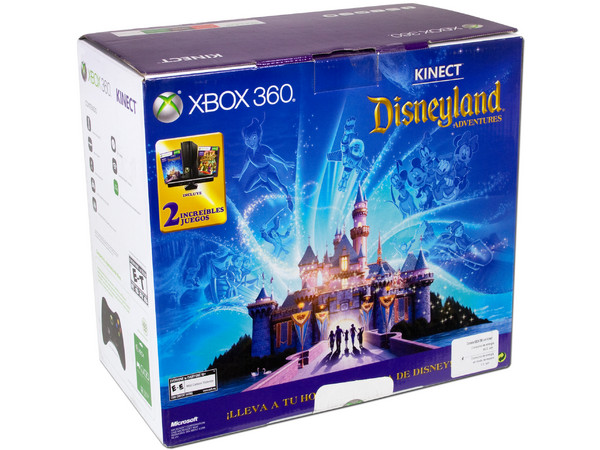 Consola Xbox 360 Slim con Kinect y 4GB de memoria, incluye 2 Juegos, Kinect Disneyland Adventures y Kinect Adventures.