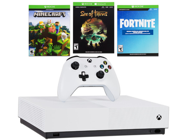 Consola Xbox One S All Digital de 1 TB. Color Blanco. con 3 Códigos de Juegos.