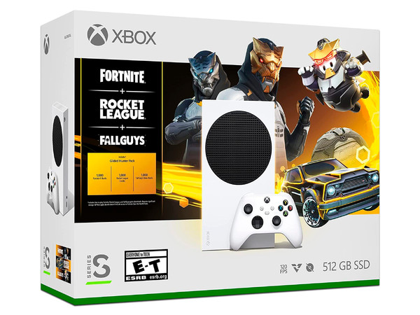 Consola Xbox Series S Fortnite + Rocket League + Fall Guys de 512GB, Incluye Videojuegos Fortnite, Rocket League y Fall Guys. Color Blanco.