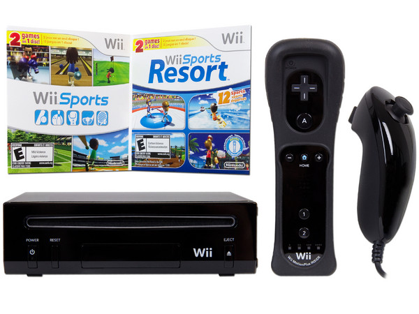 Consola Nintendo Wii Negra. Incluye WiiSports y WiiSports Resort.