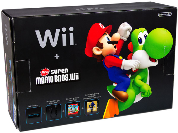 Consola Nintendo Wii Negra. Incluye New Super Mario Bros + Super Mario Galaxy Soundtrack.