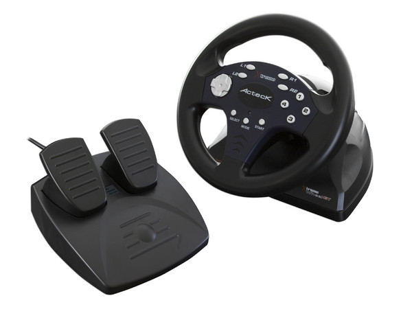 Volante Acteck Xtreme Wheel GT compatible con PC (USB) y Play Station 2. Color Azul