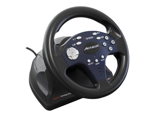 Volante Acteck Xtreme Wheel GT compatible con PC (USB) y Play Station 2. Color Azul