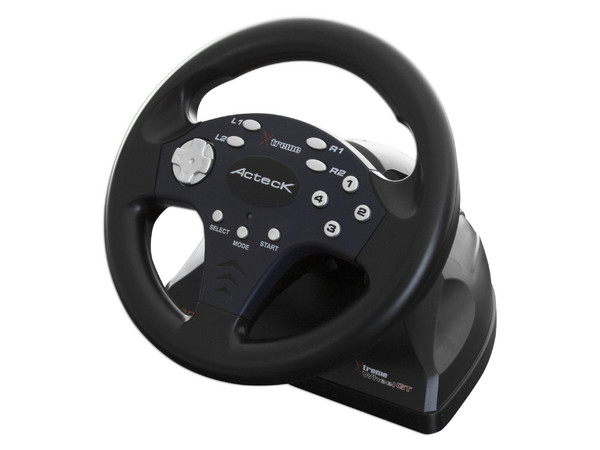 Volante Acteck Xtreme Wheel GT compatible con PC (USB) y Play Station 2. Color Azul