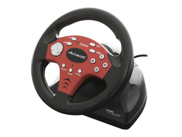 Volante Acteck Xtreme Wheel GT compatible con PC (USB) y Play Station 2. Color Rojo