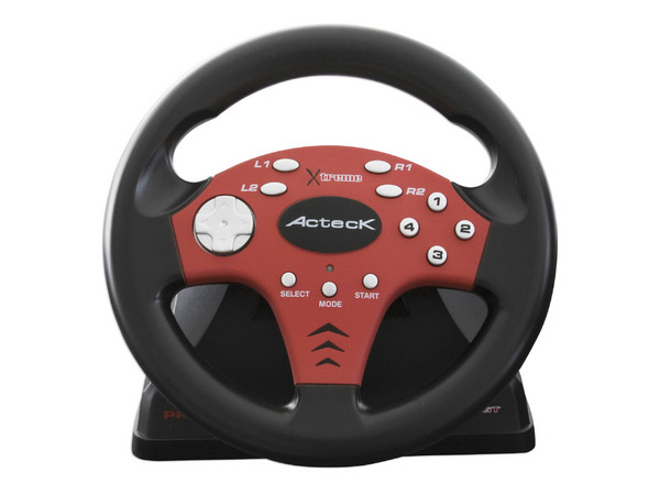 Volante Acteck Xtreme Wheel GT compatible con PC (USB) y Play Station 2. Color Rojo