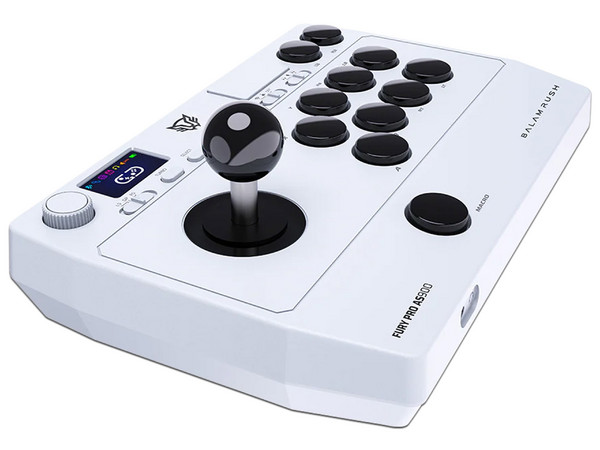 Control Arcade Balam Rush Fury Pro AS900, Compatible con PS4, PS3, Nintendo Switch, Android, iOS y PC, Bluetooth, Batería Recargable, Color Blanco.